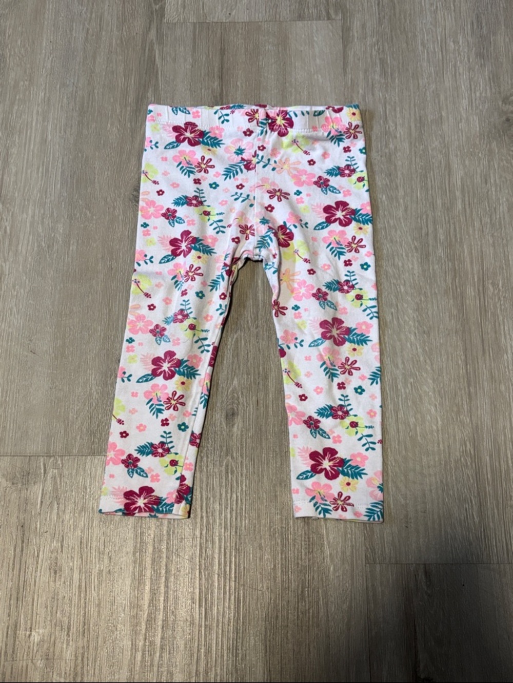 Girls Floral Pink Stretch Leggings - Lightweight Kids Bottoms